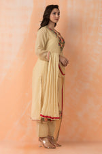 Mul Chanderi Kurta Pant Dupatta Set