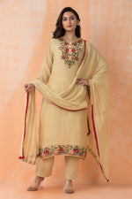 Mul Chanderi Kurta Pant Dupatta Set