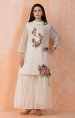 Embroidered Mul Chanderi Kurta Sharara Set