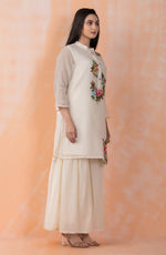 Embroidered Mul Chanderi Kurta Sharara Set