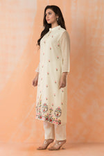 Embroidered Mul Chanderi Kurta Pant Set