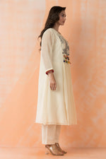 Embroidered Mul Chanderi Kurta Pant Set