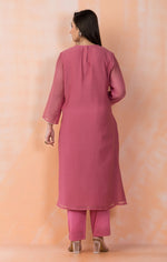 Embroidered Mul Chanderi Kurta Pant Set