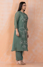 Embroidered Mul Chanderi Kurta Pant Set
