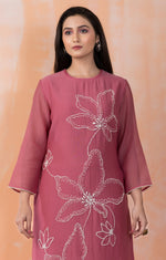 Embroidered Mul Chanderi Kurta Pant Set