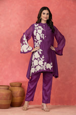Mul Chanderi Applique Embroidered Co-ord set