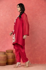 Mul Chanderi Applique Embroidered Co-ord set