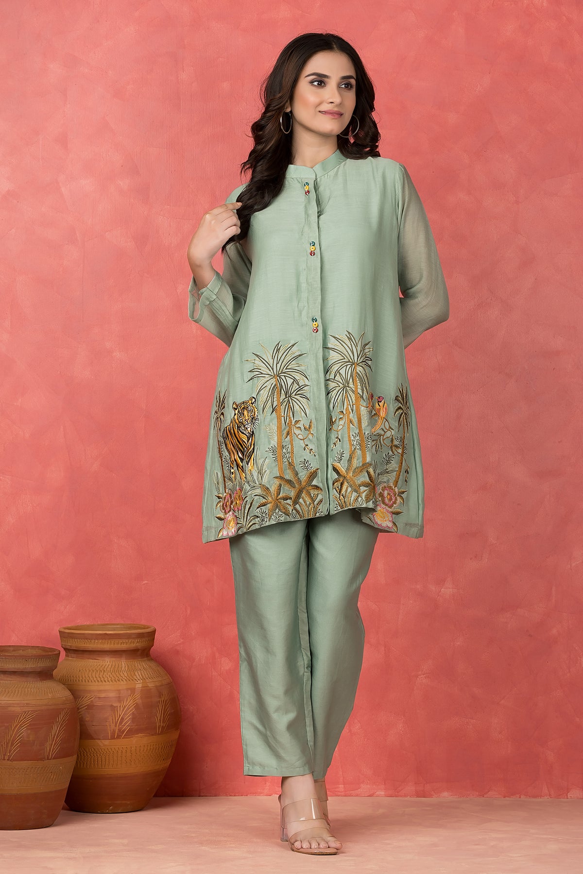 Embroidered Mulchanderi Co-ord set