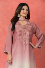 Shade Dyed Muslin Kurta set with Handwork