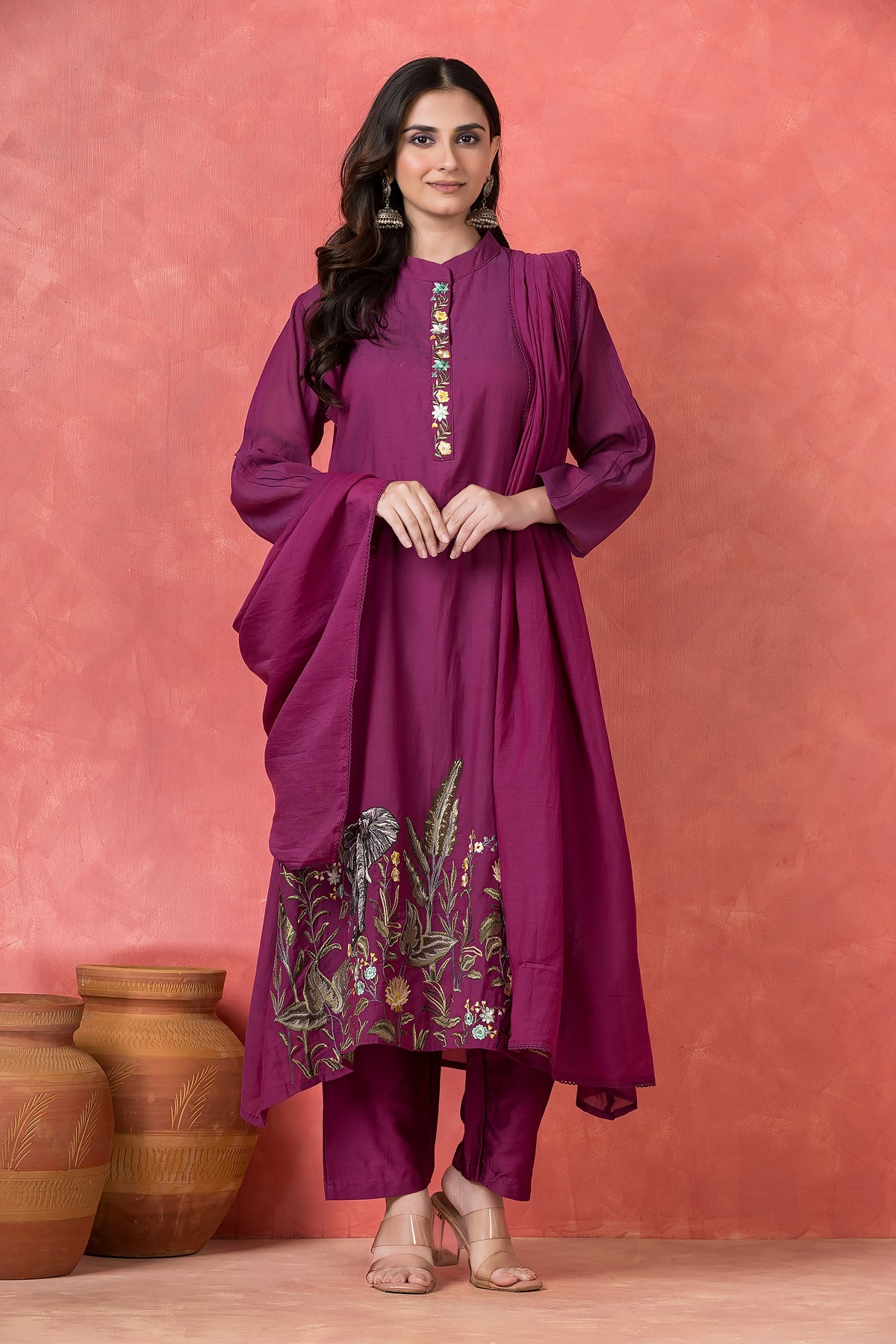 Mulchanderi Embroidered Kurta Pant Sets