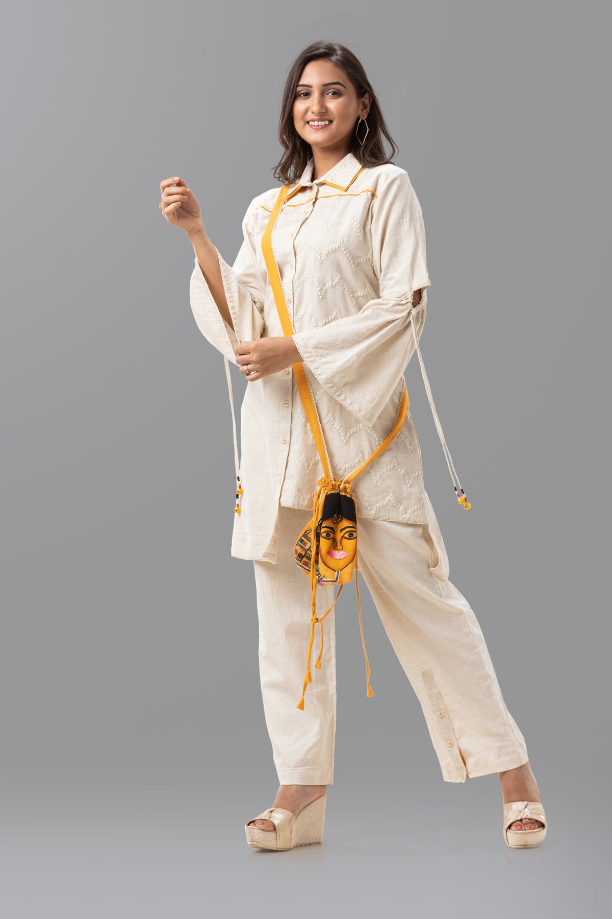 Co-ord Set with Embroidered Potli Bag