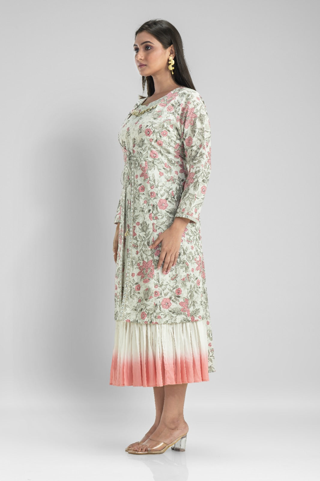 Cotton Printed Kurta Set with Jacket