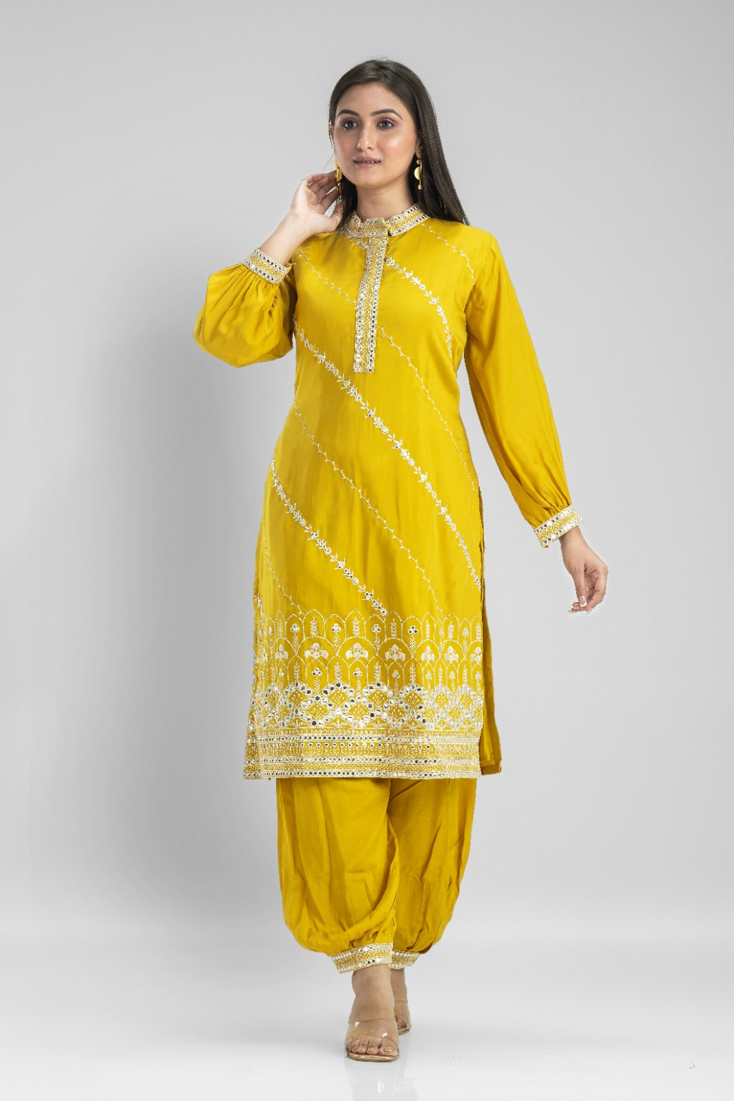 Muslin Kurti & Afghani Pant Set