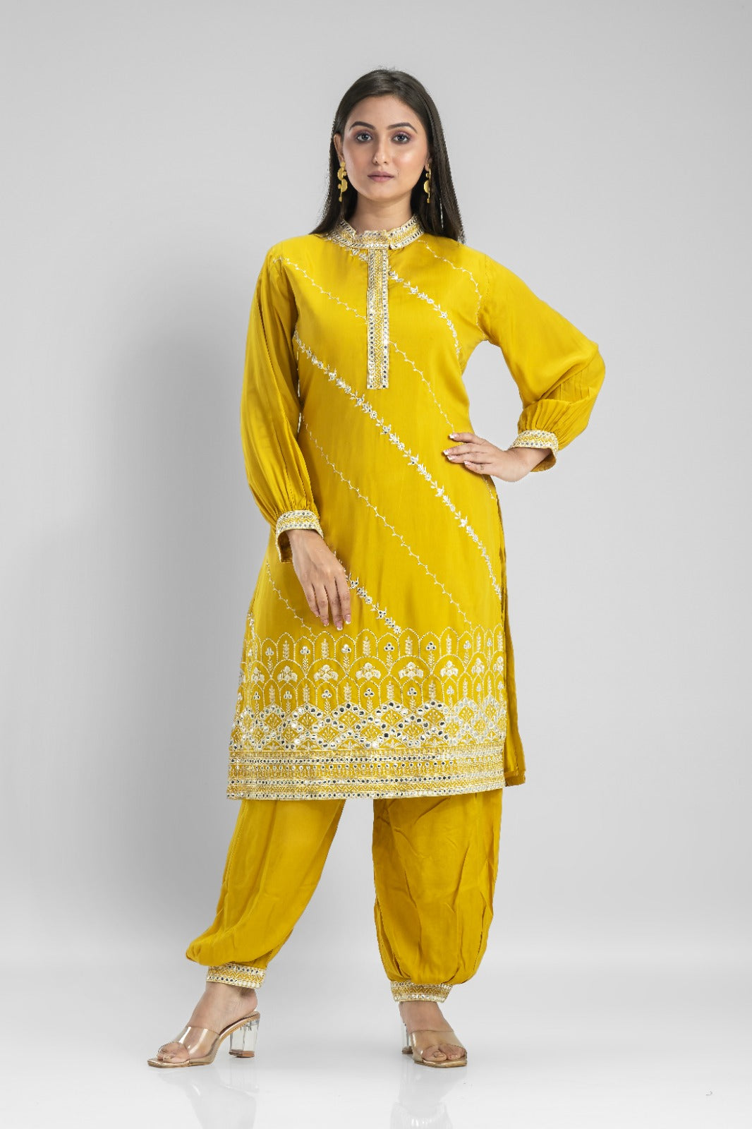 Muslin Kurti & Afghani Pant Set