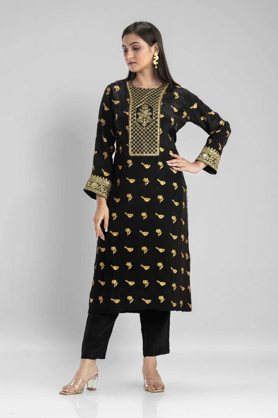 Muslin Kurti & Afghani Pant Set