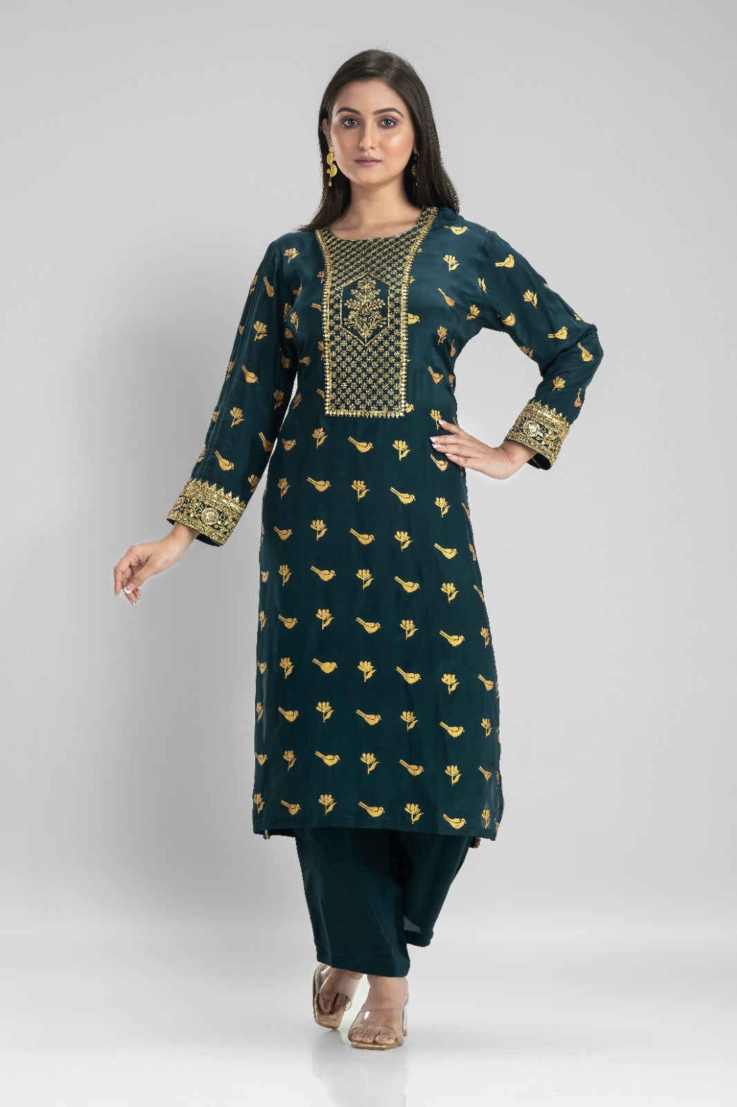 Muslin Kurti & Afghani Pant Set