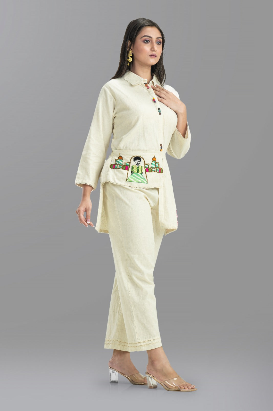 Cotton Co-ord set with rani bag