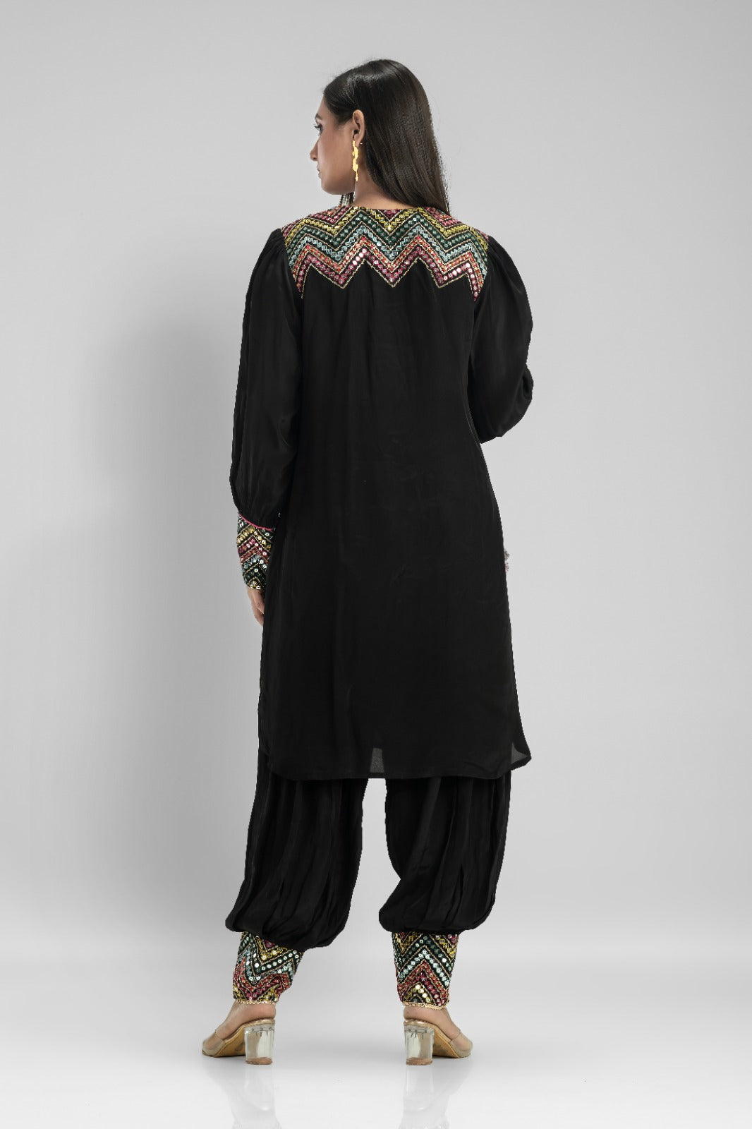 Embroidered Kurta-Pant Set with Bag